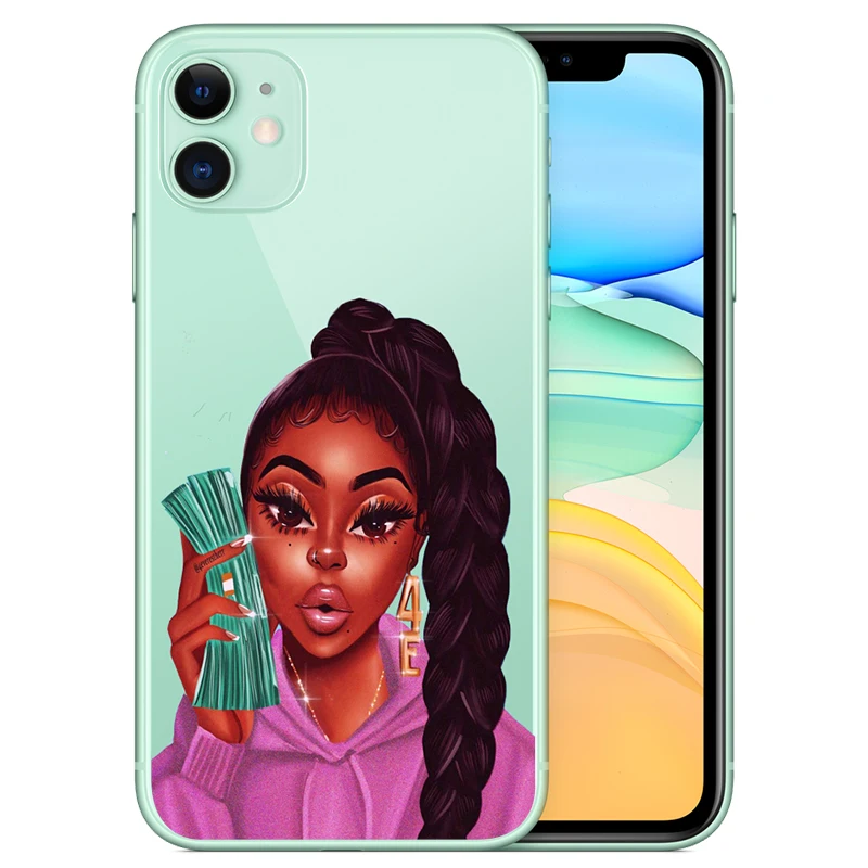 

Afro Girls Black Women Art Friends Money Cash Girl Melanin Case For iPhone 11 12 Pro MAX Mini 6s 7 8 Plus SE2020 XR XS Max Cover