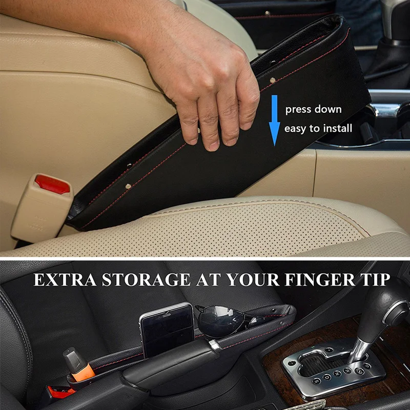 2 комплекта из искусственной кожи автомобиля карман органайзер для консоли
