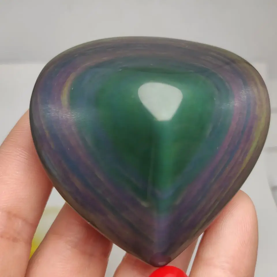 1pcs  5-6cm Natural rainbow obsidian crystal hearts obsidian Quartz Heart Shape Crystals Healing Gift