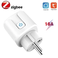 tuya zigbee smart eu socket 16a plug wireless outlet for smart life home automation support alexa google home need zigbee hub