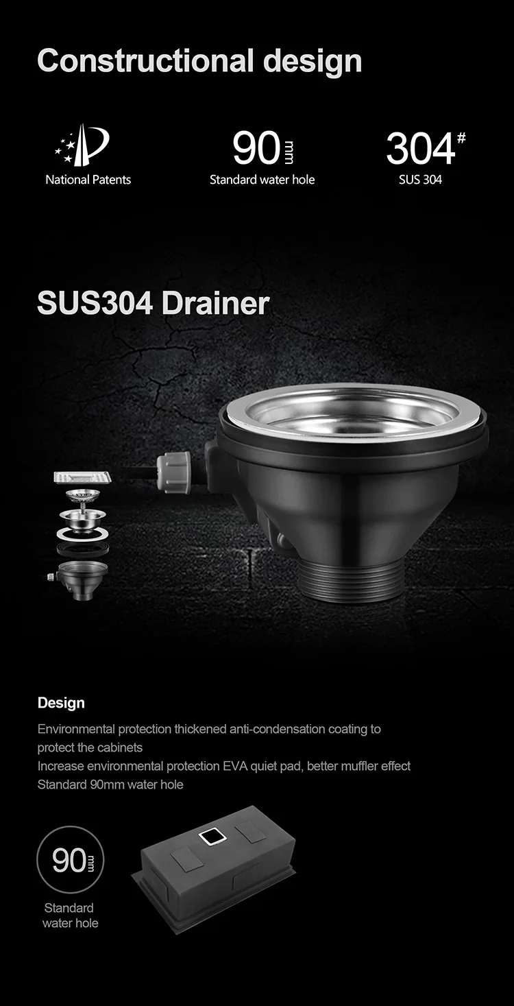

Asras 7848T SUS304 handmade kitchen sink multipurpose with accessories fine brushed with drainer kitchen tap free shipping
