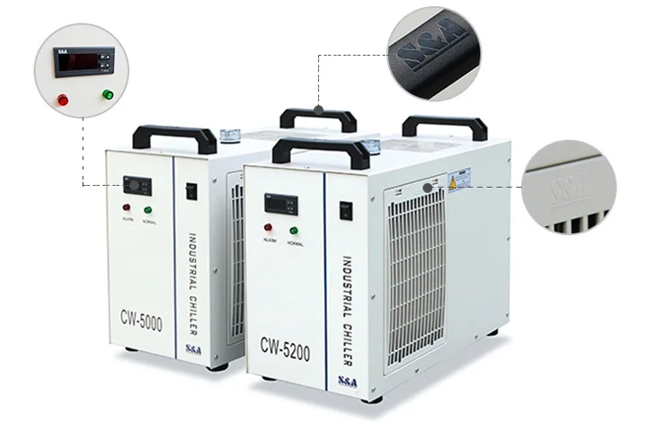 S& A CW5000 охладитель воды 800 Вт Охлаждающая мощность 40 Вт~ 100 Вт CO2 лазерный охладитель для лазерной маркировки гравировки резки