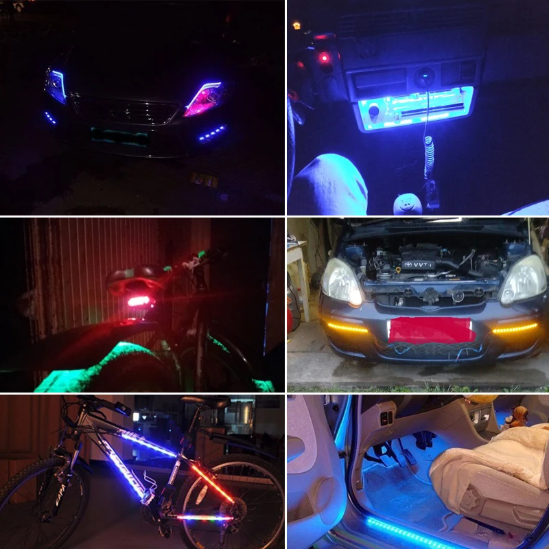 1x Автомобильный светодиодный лента DIY лампы Атмосфера декоративные настольные лампы Авто inerior светильник 15 Светодиодный дневной светильник DRL мотоцикл стиль красный