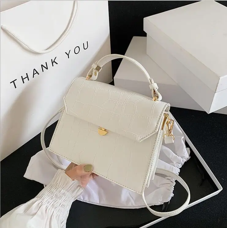 

New Stone patent white Crossbody Bags For Women 2020 Small Handbag Small Bag PU Leather Hand Bag Ladies Designer Evening Bags