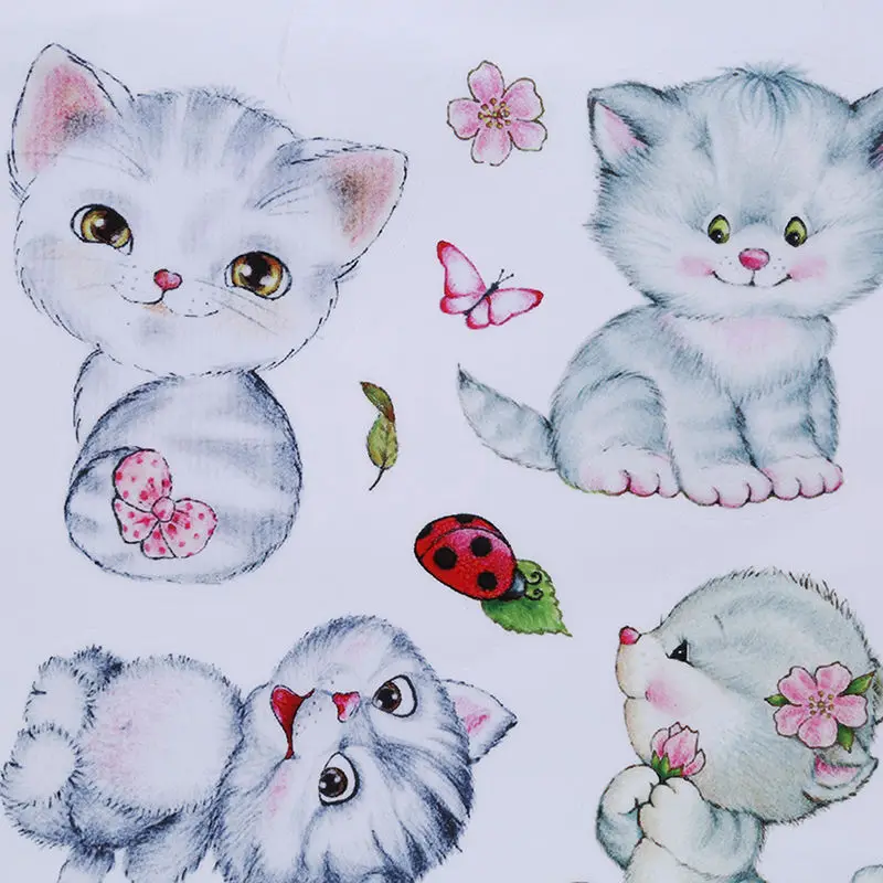New Lovely Cat Kitten Wall Stickers Toilet Door Butterfly Bathroom Art Decals Home Decoration Window Glass | Дом и сад