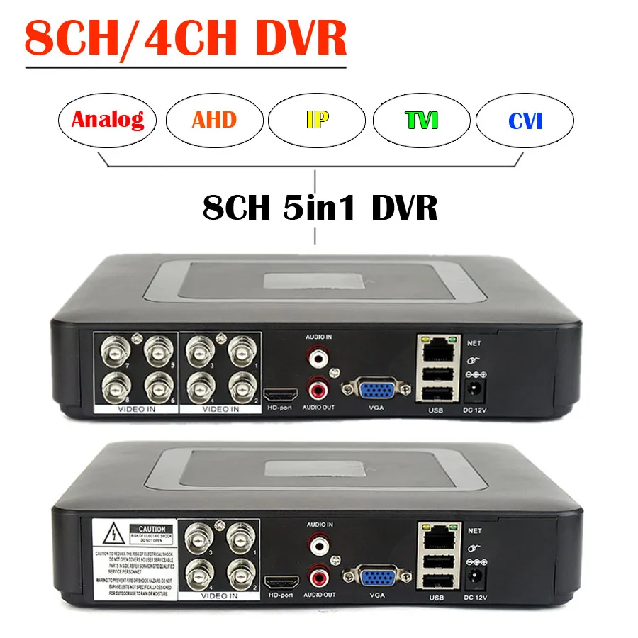 8 канальный 4 AHD видеорегистратор NVR 5 в 1 для систем видеонаблюдения мини 720P/8 1080N