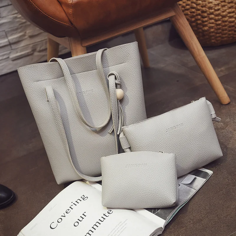 

2020 Women's PU Leather Luxury Handbag Female Wallet Fashion Bags Four Set Ladies Causal Hand Bags Set Messenger Shoulder Bags