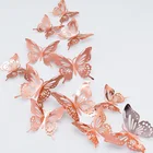 Новинка 12 шт.лот 3D полые золотые серебряные бабочки наклейки на стену бумага розовое золото свадебные художественные украшения наклейки Вечерние