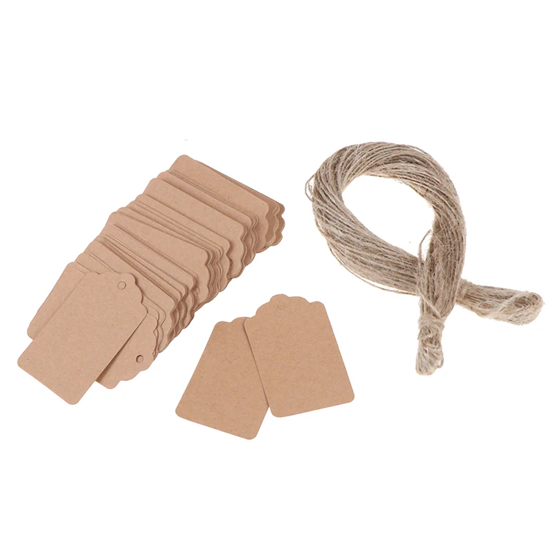 

100Pcs Blank Kraft Jewelry Price Label String Price Tags Gift Cards With String 20m 2021 New Arrival