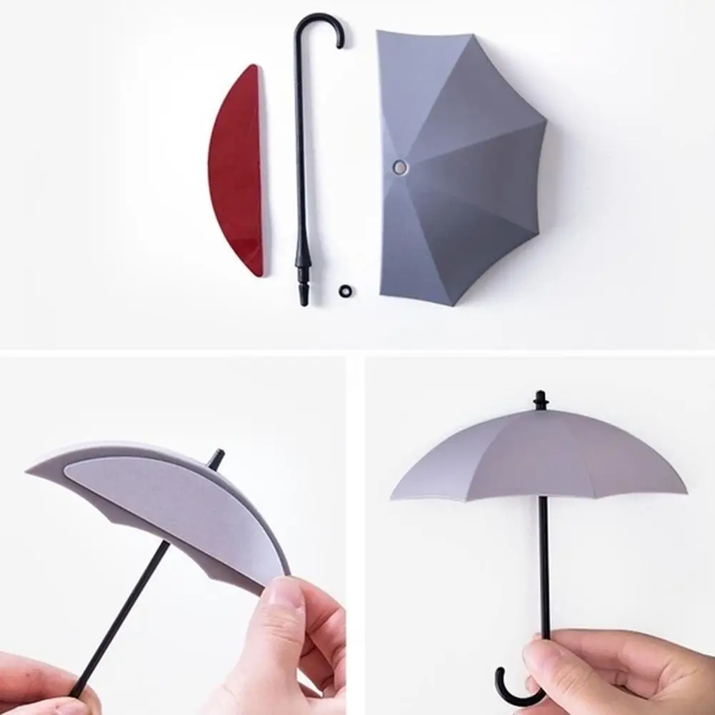 

3Pcs Cute Umbrella Wall Hook Key Hanging Bag Brush Housekeeper On Wall Organizer Wall Hangers For Kitchen Bathroom Home Storage