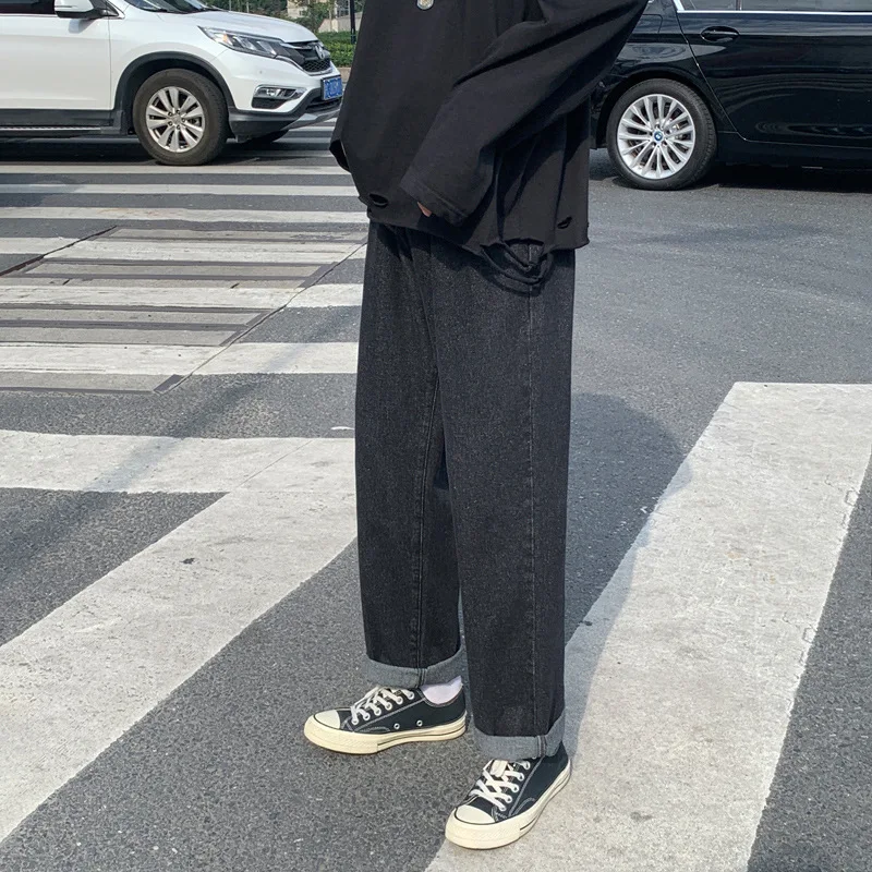 ICCLEK 2021 New Men's Autumn New Washed Jeans Men's Jeans Loose Straight Wide-leg Pants Skinny Jeans  Biker Jeans  Jeans for Men