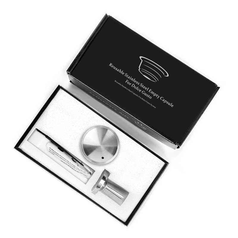 

Reusable Capsule Refillable Metal Pod Cup Stainless Steel Filter Baskets Capsule Dripper Coffee Tamper