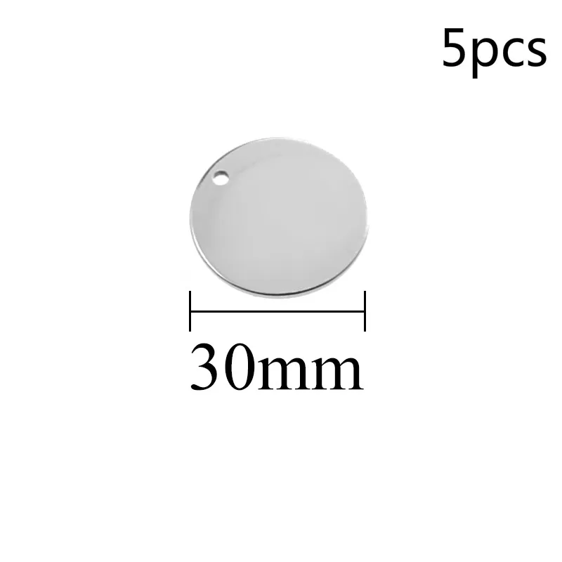30mm 5pcs Нержавеющая сталь, металлическим украшением и закругленным штамповки пустые теги металла для изготовления бижутерии поставка Accessori6/8/10/12/14/15/18/20/25/30/40 мм - Окраска металла: 30mm 5pcs