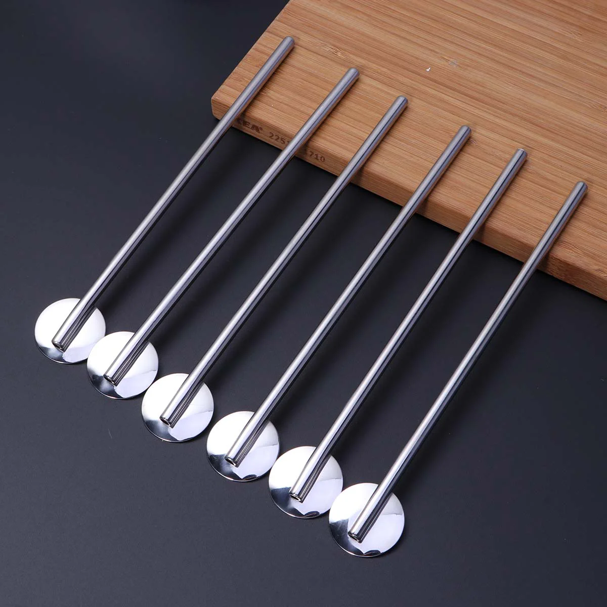 12 Pcs /Pack Stainless Steel Round Shape Metal Drinking Spoon Straw Reusable Straws Cocktail Spoons Set | Дом и сад