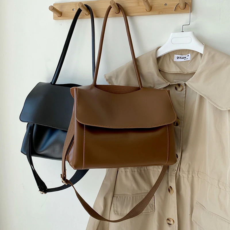

Vintage Women Handbag Simple Design Women Shoulder Bags Female Top-handle Bags Fashion Brand Handbags PU Leather messenger Bags