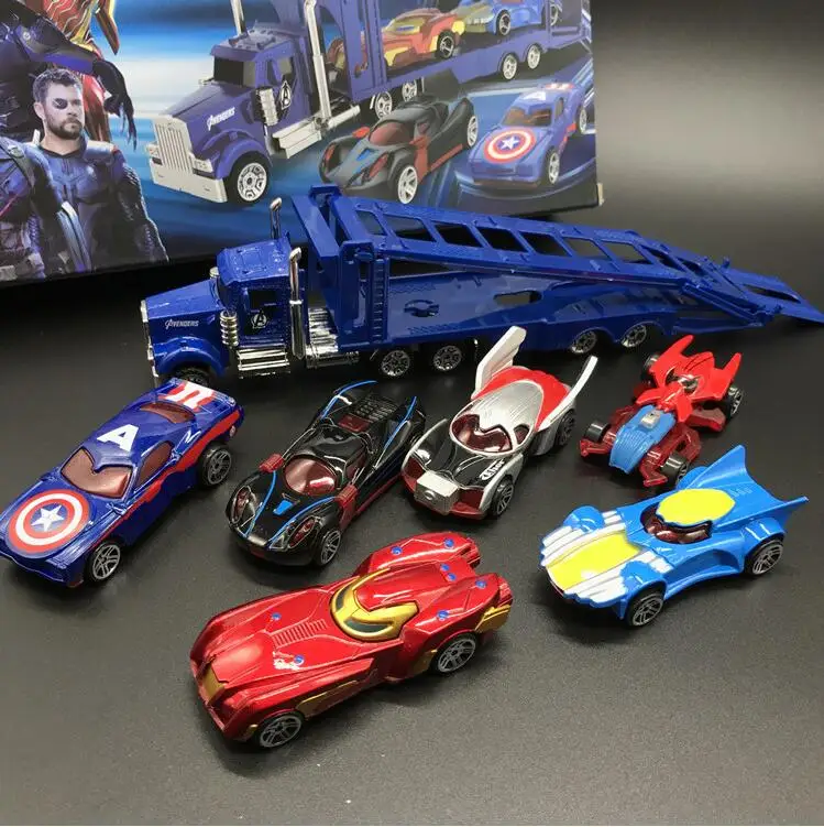Мстители 1: 64 брелок для автомобильных ключей, набор Batman Batmobile Diecasts железа Spider-man Капитан Америка модель грузового автомобиля игрушки для Для детей - Цвет: 7pcs with box