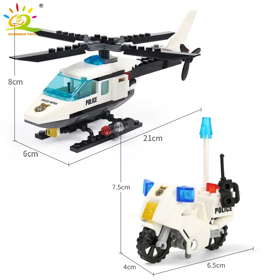 HUIQIBAO городские полицейские блоки для самолета лего строительные городской