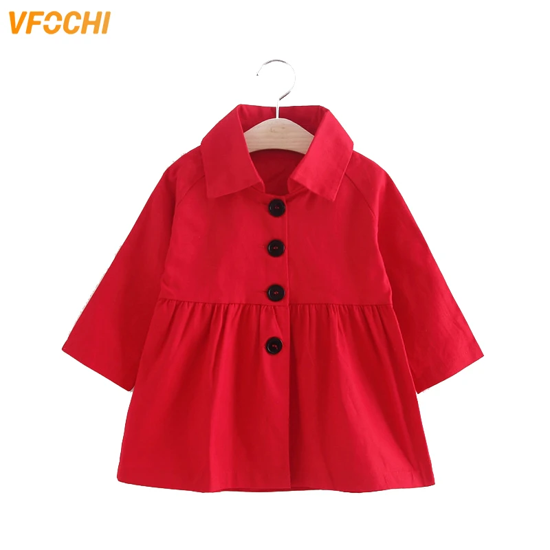 

VFOCHI 2021 New Girl Trench Coat Windbreaker Fashion Red Khaki Jacket Children Clothing Autumn Baby Girls Outerwear Long Trench
