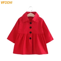 vfochi 2021 new girl trench coat windbreaker fashion red khaki jacket children clothing autumn baby girls outerwear long trench