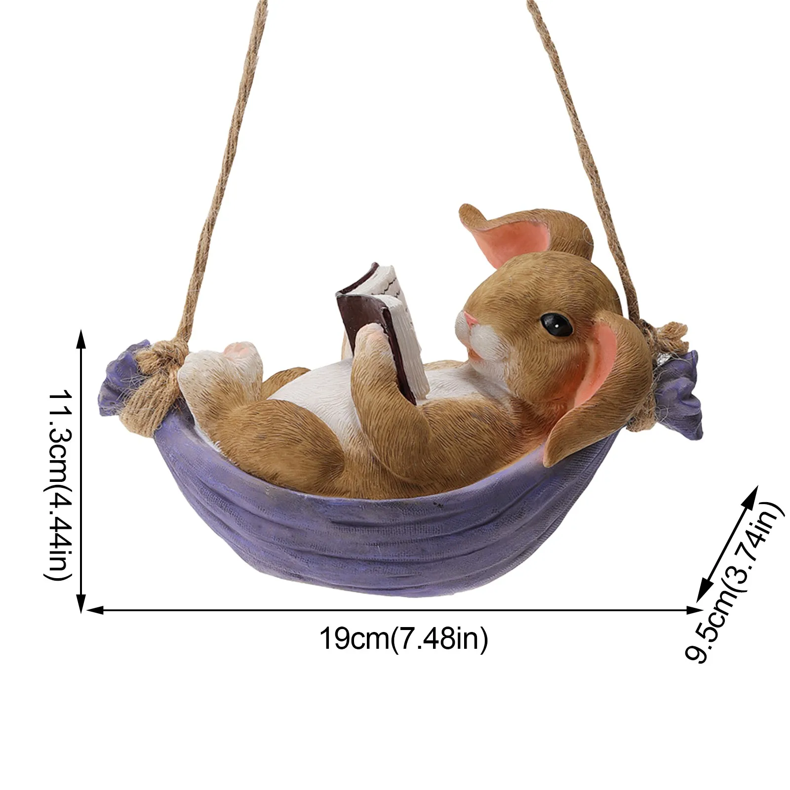 

Resin Sculpture Garden Decoration Outdoor Gardening Ornament Tuin Decoration Cute Swing Hanging Statue Landscape Rabbit Swing