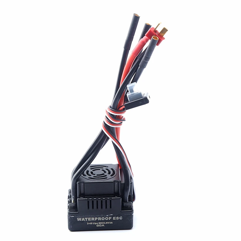 

Upgrade Sensorless 80A S-80A Brushless ESC Electric Speed Controller with 5.5V / 3A BEC for 1/8 RC Car -T Plug