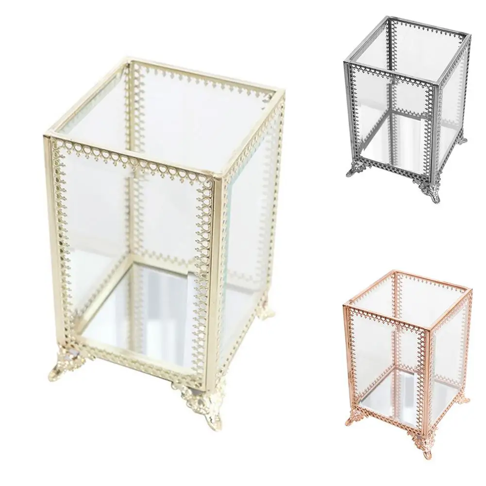 

New Fashion Cosmetics Brush Storage Case Makeup Tools Brush Holder Organizer Box Makeup Brush Storage Box Glass Storage Box