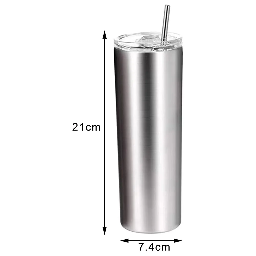 

20Oz Stainless Steel Water Cup Double Layer Vacuum Insulated Tumbler With Straw Thermos For Home Kitchen Drinkware
