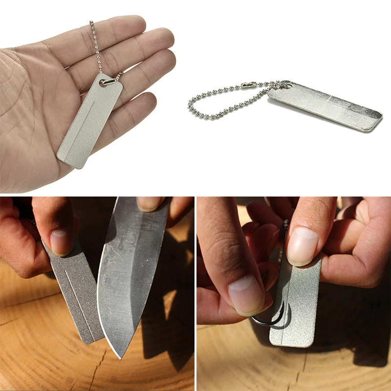 

60mm x 18mm Best Mini EDC Pocket Diamond Stone Sharpener Keychain for Knife Fish Hook Finger Nail File Outdoor Camping Tool