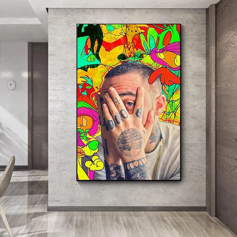 

Рэпер Мак Миллер граффити Искусство Холст Плакаты и принты поп-стрит арт хип-хоп певец картина для современного дома декор гостиной