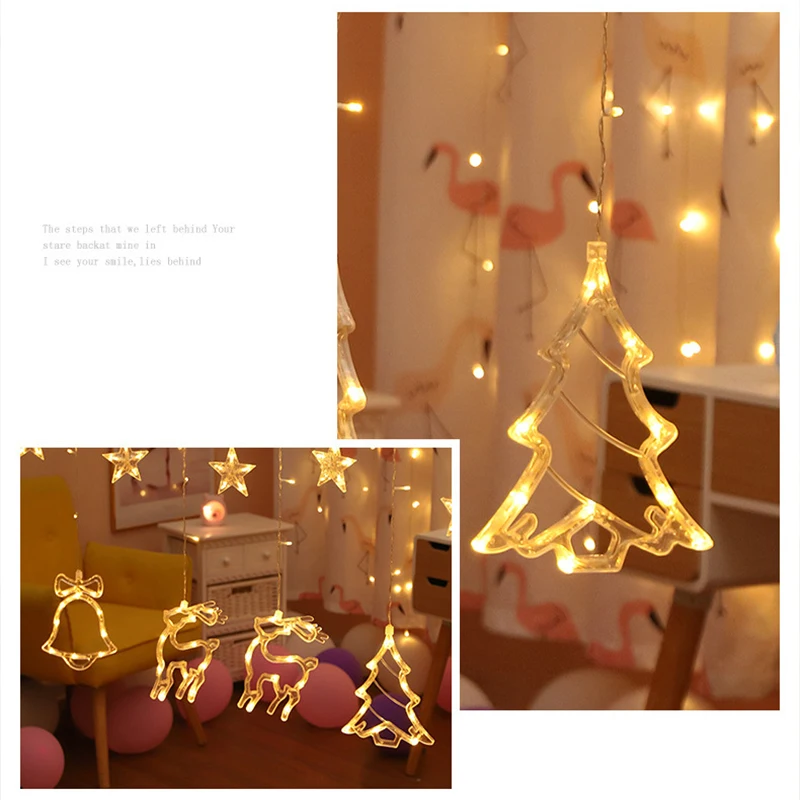 СВЕТОДИОДНАЯ Гирлянда занавес для рождественской елки/оленя/звезды 3