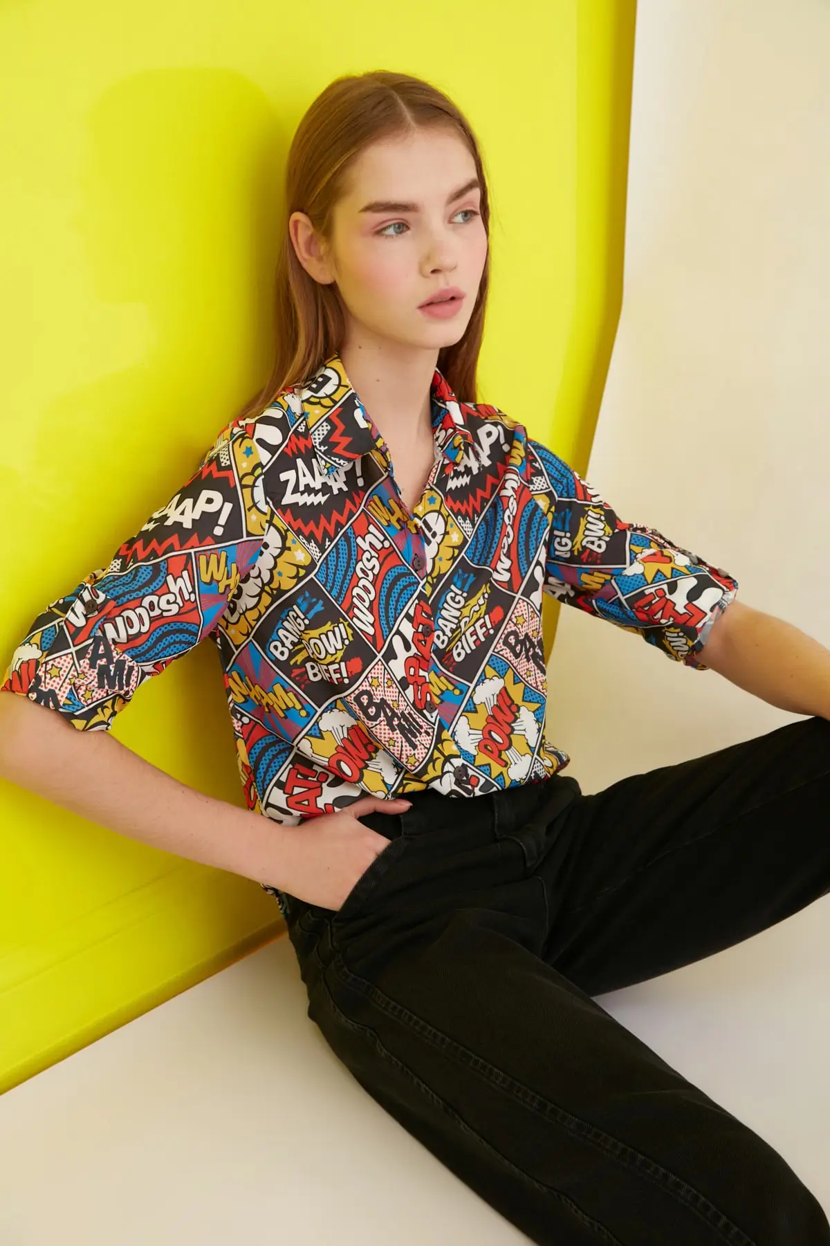 Trendyol черная рубашка с рисунком TWOSS19ST0215|Рубашки| |