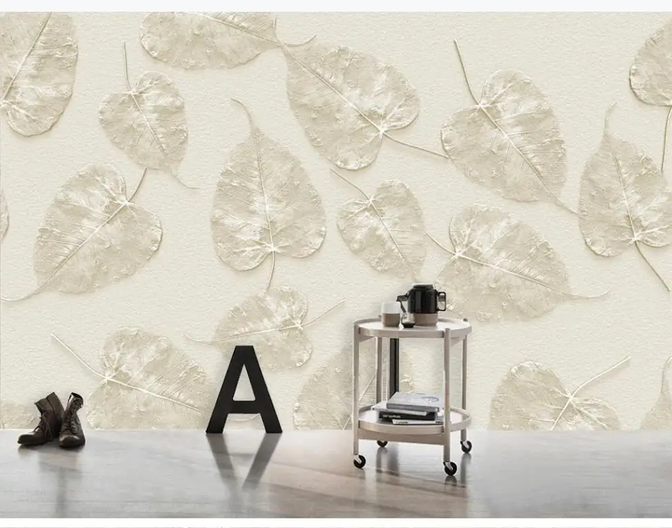 Пользовательские Крупногабаритные фрески/обои/3d рельефный фон настенные листья