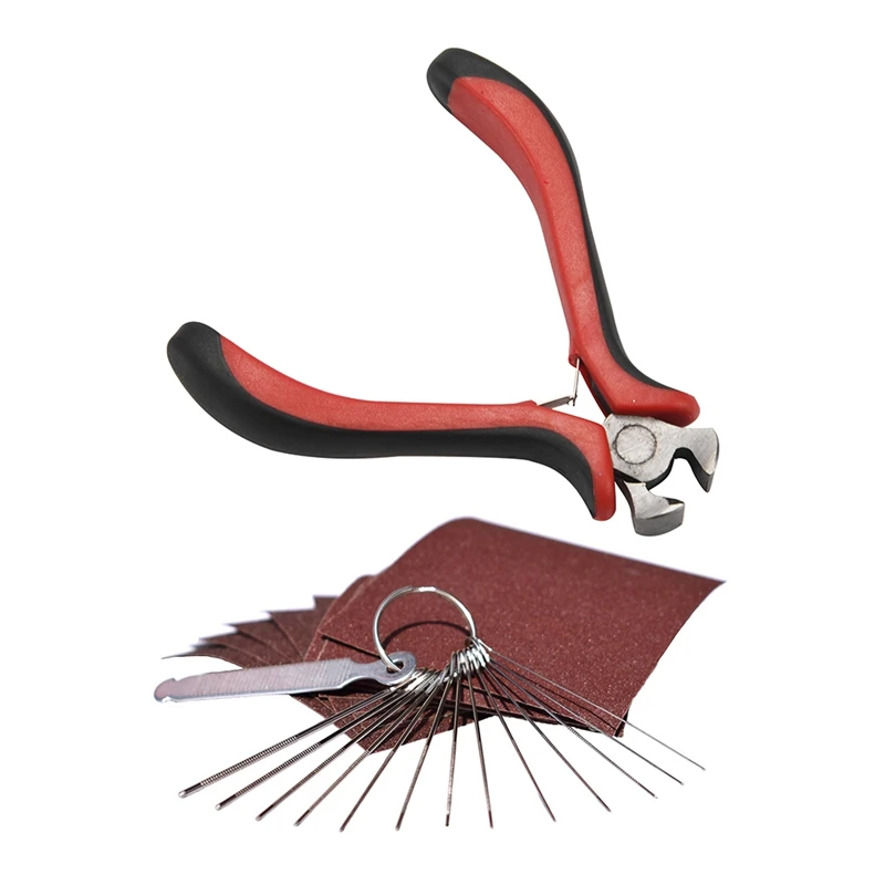 

Quality 1 Set Guitar Bridge Saddle Nut Files Set & 1 Set Guitar Fret Puller Protect Fretboard Steel Plate Kit