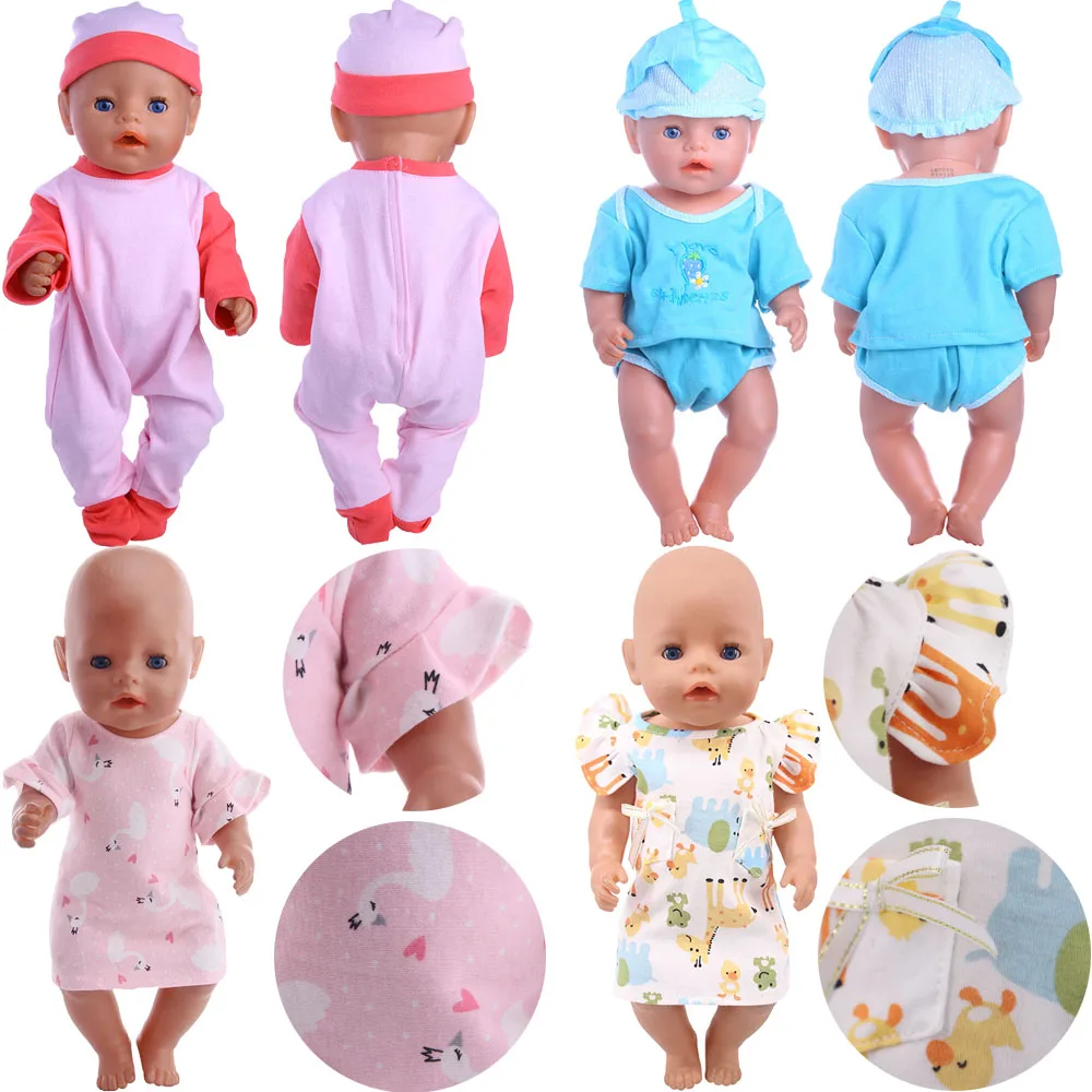 

High Quality!Doll Clothes Pajamas/Dress Cotton Cute Print For 43Cm New Born Baby Items&18Inch American Doll Girls,Our Generation