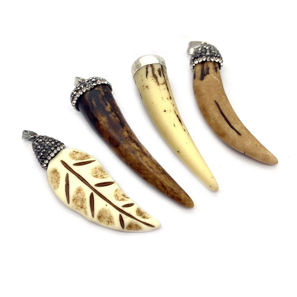 

Resin Ox Bone Pendant Necklace Natural Stone Pepper-shaped Diamond DIY Making Necklace Earrings Accessories Charm Jewelry Crafts