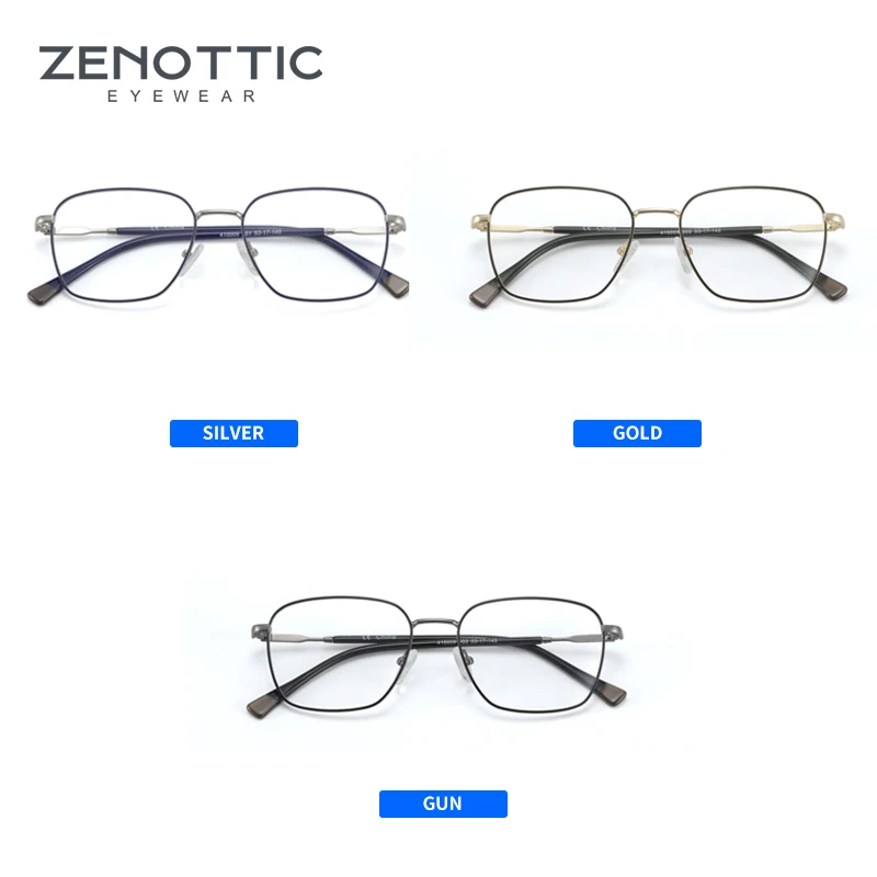 Очки ZENOTTIC в тонкой металлической квадратной оправе для мужчин и женщин
