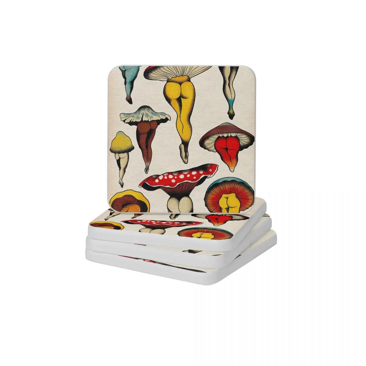 

Sexy Mushrooms Tattoo Flash Diatomite Square Round Shape Coaster MildewProof Cup Bonsai Mat Soap Toothbrush Pad 10x10cm