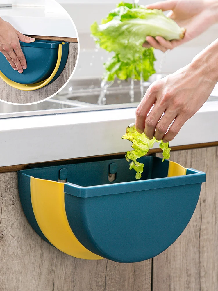 Складная мусорная корзина подвесная на дверцу кухонного шкафа для ванной