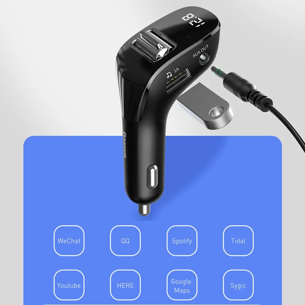 F40 FM передатчик Беспроводной модулятор Bluetooth 5 0 разъём подачи внешнего сигнала AUX
