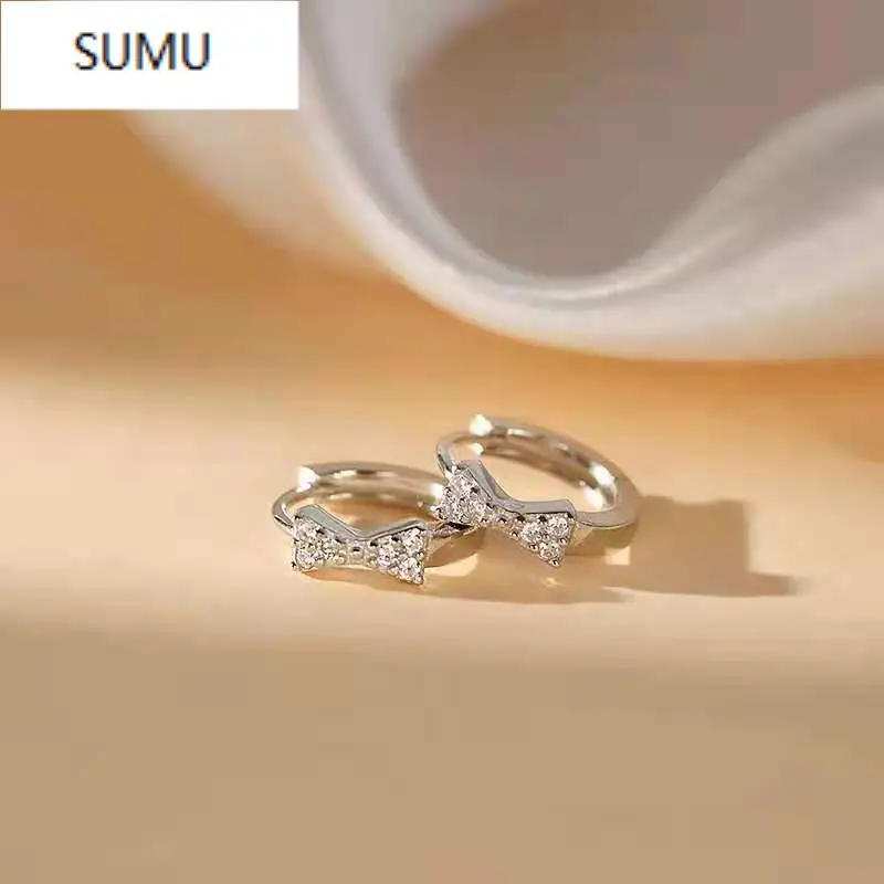 Модные женские серебряные Платиновые персонализированные серьги с бантом из