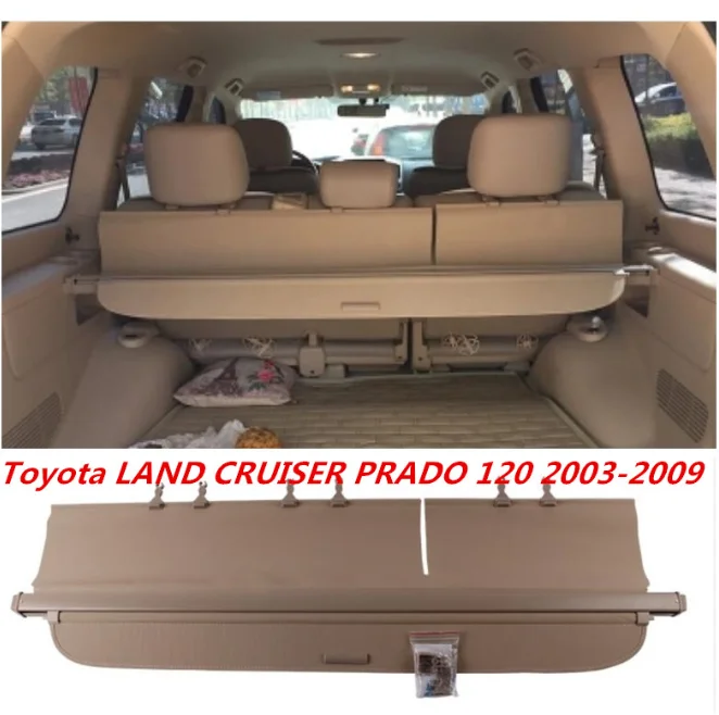 

Car Rear Trunk Security Shield Cargo Cover High Qualit Auto Accessories For Toyota LAND CRUISER PRADO FJ120 2003-2009