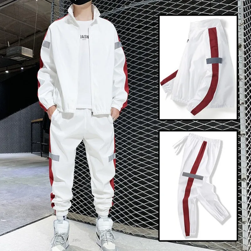 

New Men Sportswear 2 Piece Sport Suit Men's Set Spring Autumn Jacket+Pant Sweatsuit Men Clothing Basketball Tracksuit Set