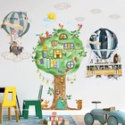 160*120 см Экологичные Мультяшные животные, дерево, детская комната, настенные наклейки, наклейки горячего воздуха, наклейки на воздушные шары на стену DIY