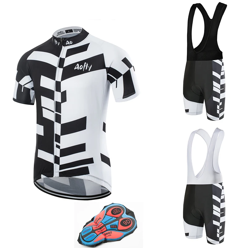 Aofly черный и белый квадрат короткий рукав шорты нагрудник Велоспорт наборы