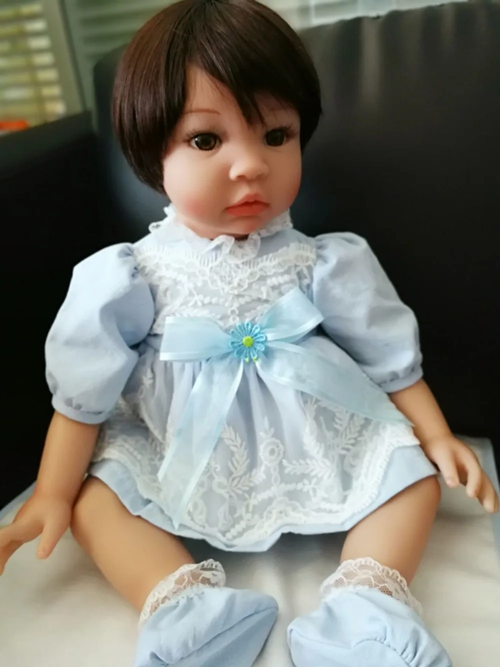 55 см модные короткие волосы 3/4 силиконовая виниловая Кукла Reborn Baby Doll Toys Girls Bonecas 22