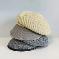 new fashion inclined top patchwork straw hat for women newsboy cap sun hat summer travel fiddler bakerboy gatsby visor beret hat