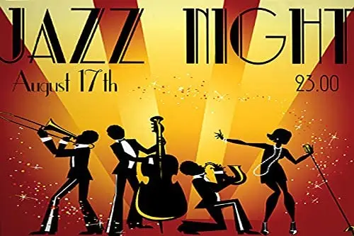 

Kitchen Jazz Night Poster Vintage Painting Tin Sign for Street Garage Decoration Crafts Metal Tin Sign 8x12inch