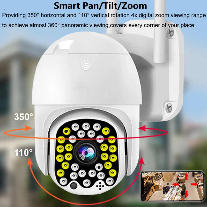 1080P наружная IP-камера Wi-Fi CCTV 360 PTZ защита безопасности наблюдение умный дом