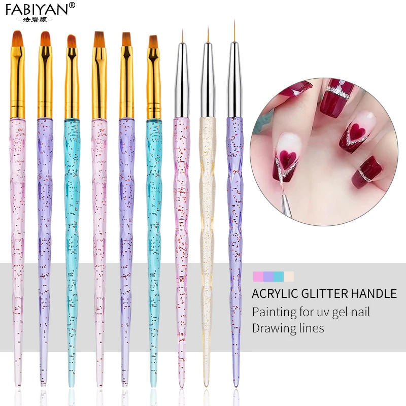 

Nail Art UV Gel Brushes Extension Builder Liner Detailing Painting Drawing Flower Pen For Crystal Handle Manicure Tool 3Pcs /Set