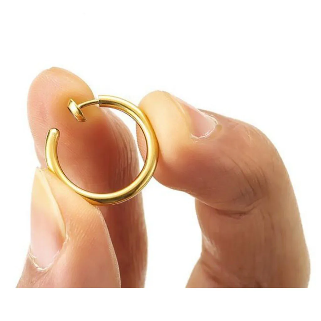 Clip on Body Nose Lip Ear Fake Retractable Earrings Hoop Septum 6 Pairs hoop earrings Studs accesorios mujer серьги | Украшения и